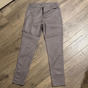 SHEIN Dark Gray Coated Faux Leather Skinny Pants XL